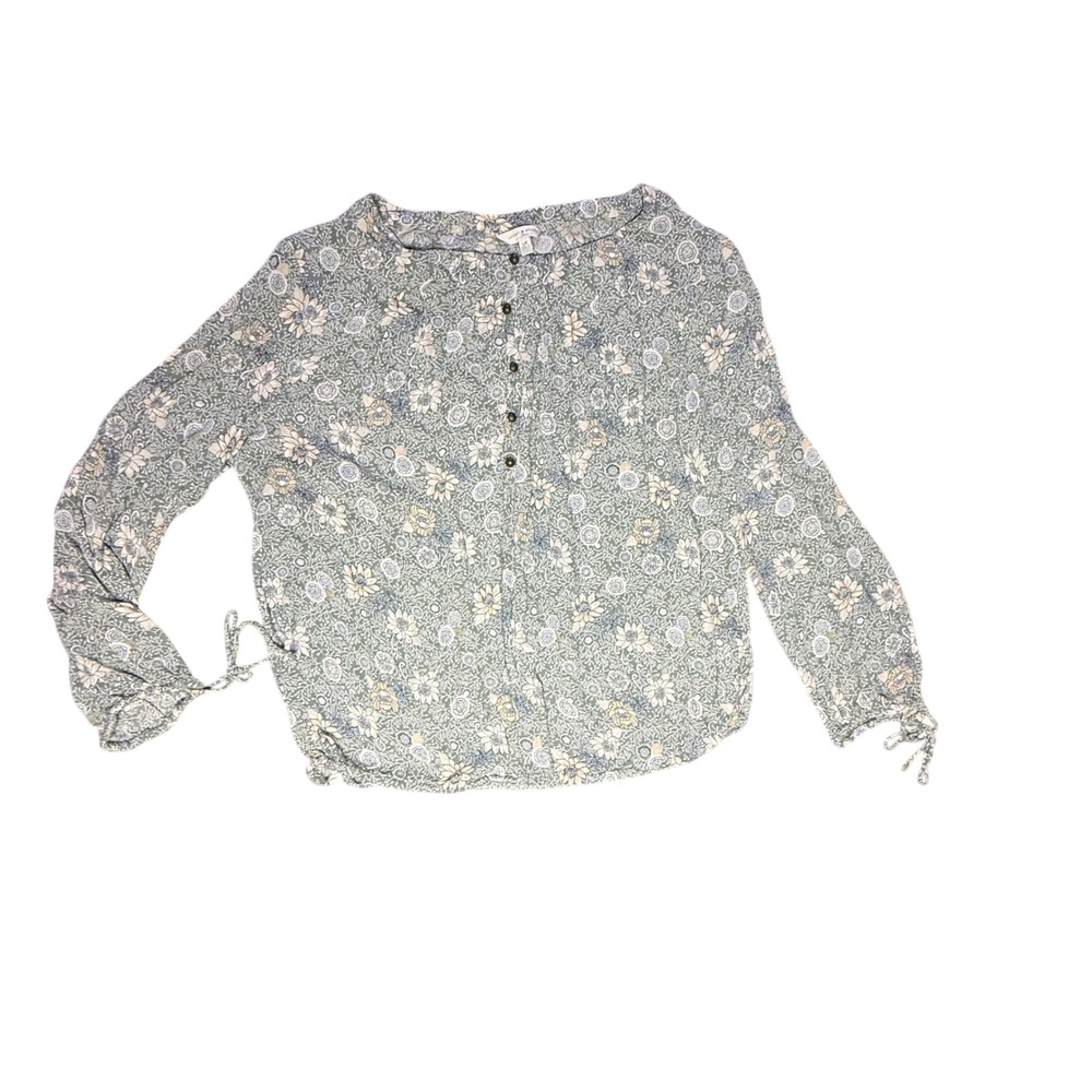 Lucky‎ Brand Floral Print Long Sleeve Top Button Up Casual Blouse Size L